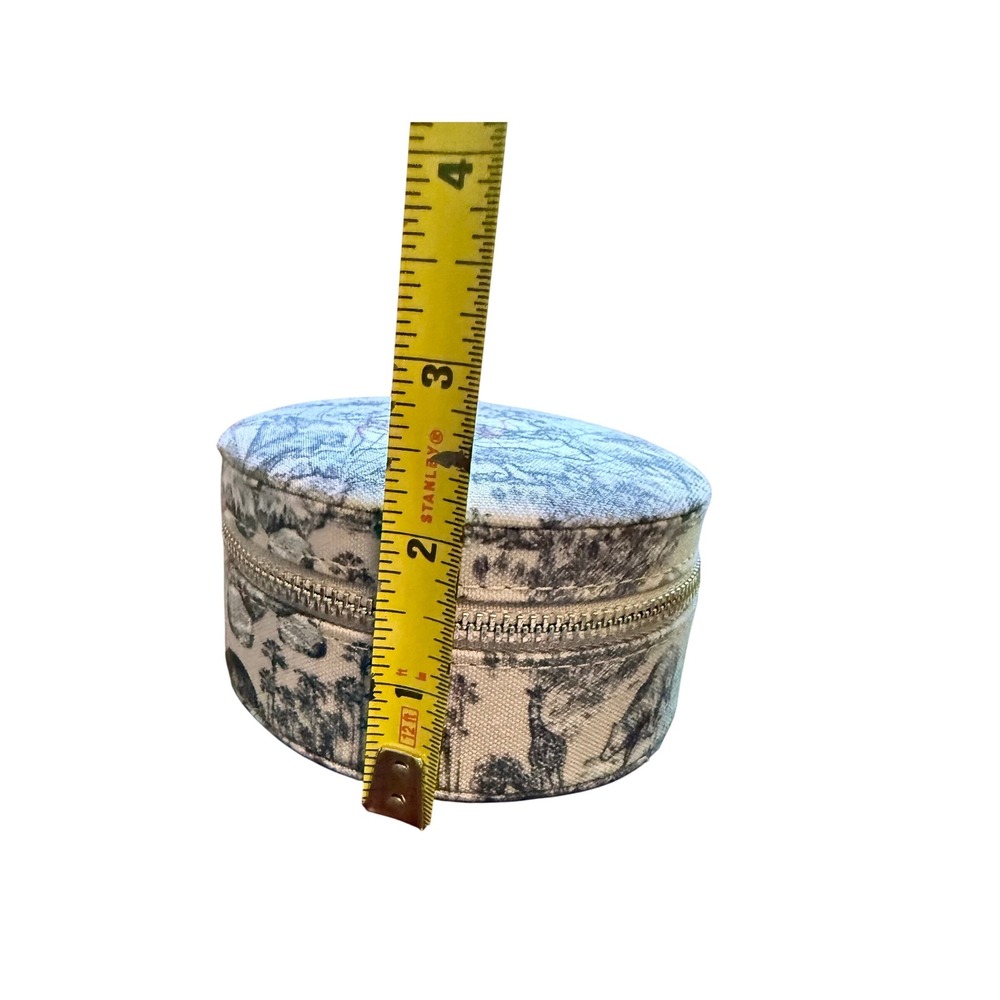 Dior Beauty Toile de Jouy World Map Round Jewelry Travel Case Box New - Picture 7 of 8